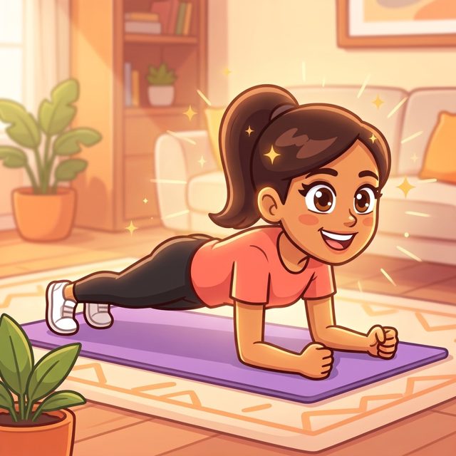 Wobbly beginner holding a shaky plank