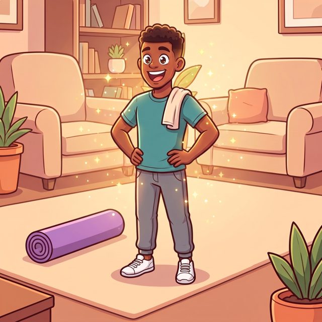 Steady core stage, standing confident after a workout
