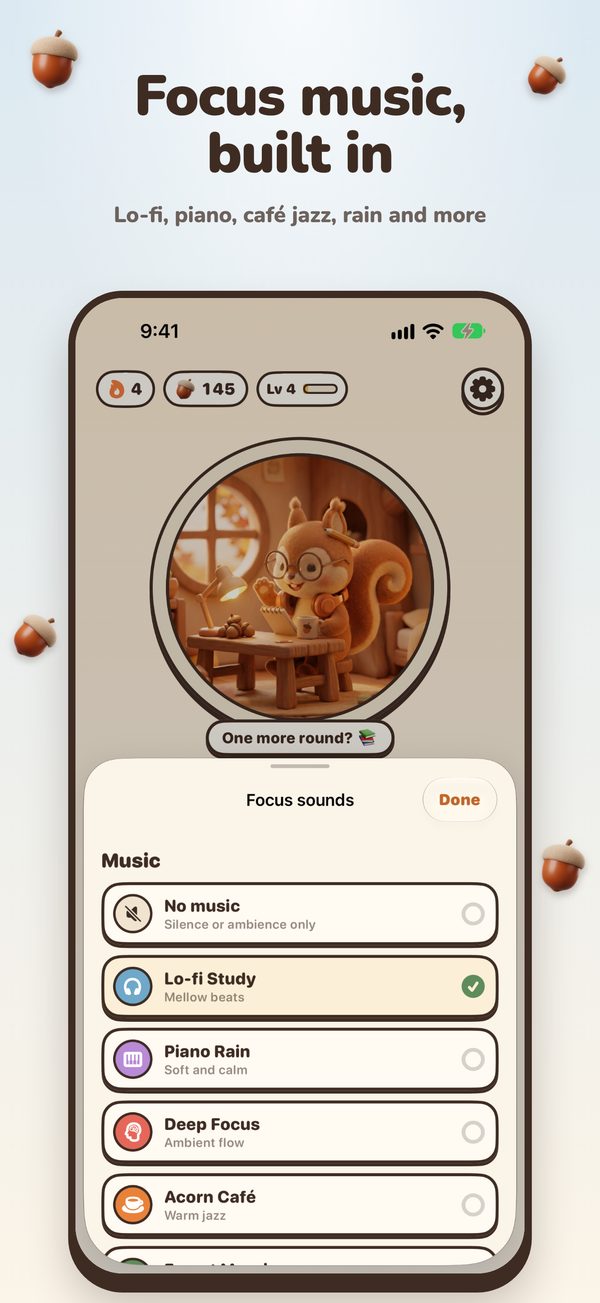 Focus music, built in